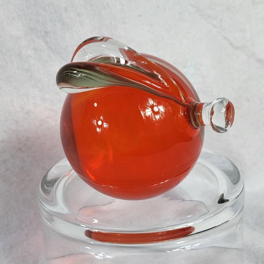 VTG 1960's Murano Alfredo Barbini Art Glass 4" Apple Fruit Decor Paperweight
